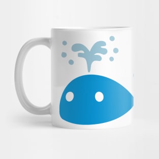 Happy Blue Whale Blowing Water Emoticon Mug